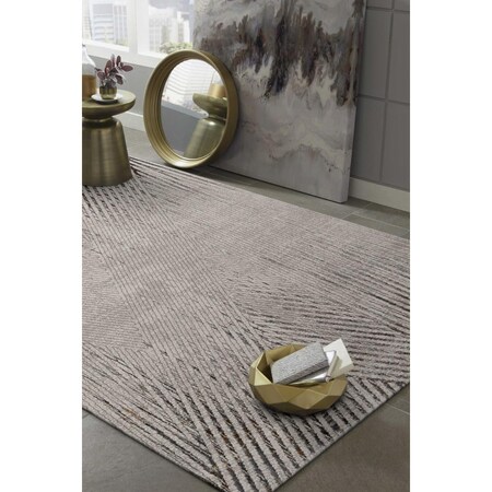 Palacedesigns 79 x 114 in. Polyester Rug, Ivory & Grey PA3665356